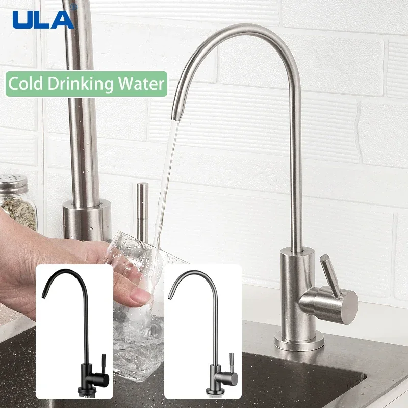 ULA Kitchen Faucet Direct Drinking Tap Black Matte Stainless Steel Kitchen Water Filter Faucet Tap Purify System Reverse Osmosis
