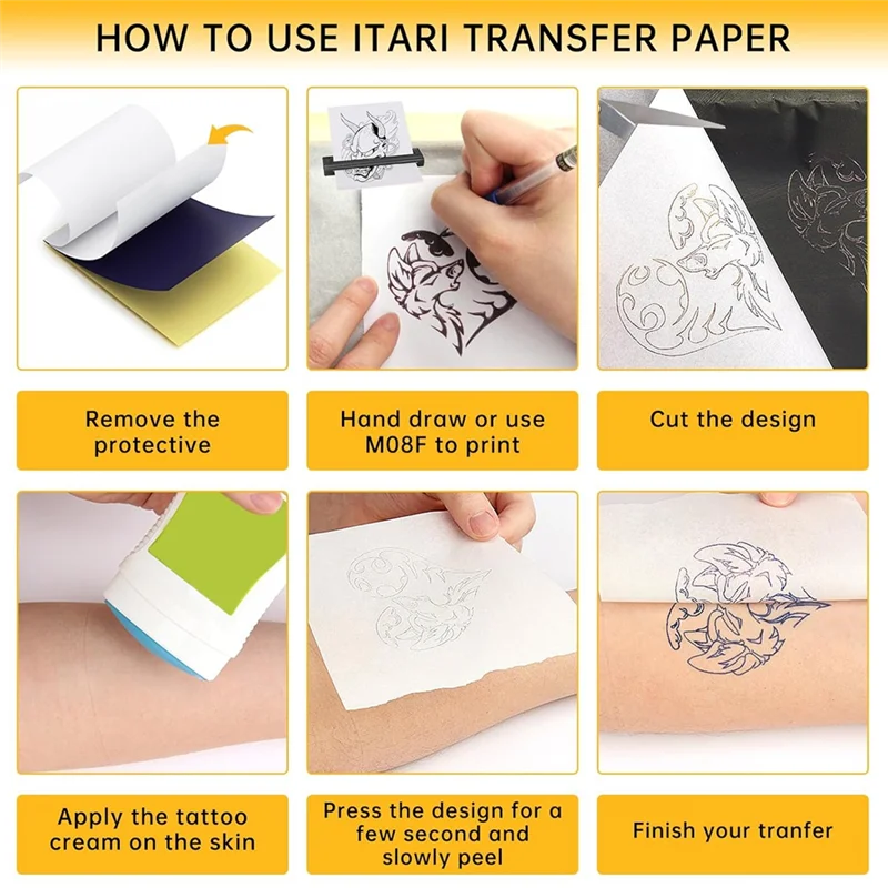 Latest 100 Sheets Tattoo Transfer Paper A4 Size Tattootemplate Paper, 4 Layers Tattoo Template Paper Fortattoo,Thermal Paper