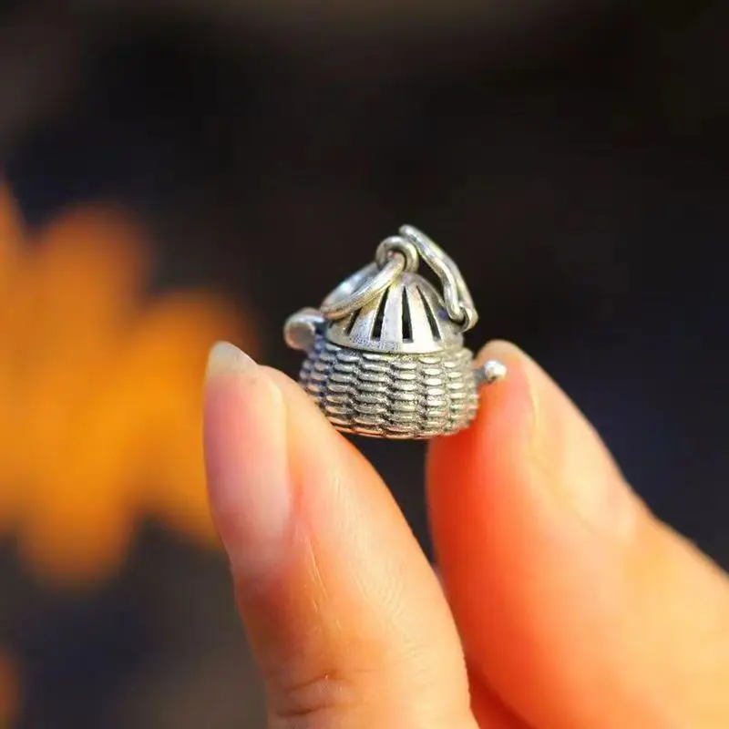 Small Fish Basket, Can Be Opened, Retro Silver-plated and Old Matte Sachet