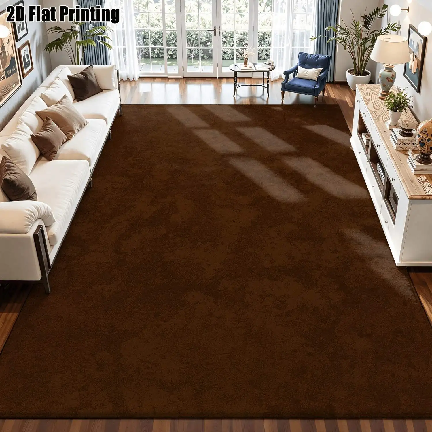 1Pc 2D Printed Retro Brown Abstract Texture Carpet: Nordic, Modern Minimalist, European & Instagram-Style Floor Mat for Home Decor, Multi-Size, Machine Washable, Suitable for Entrance, Dining, Foyer, Bedroom, Living Room