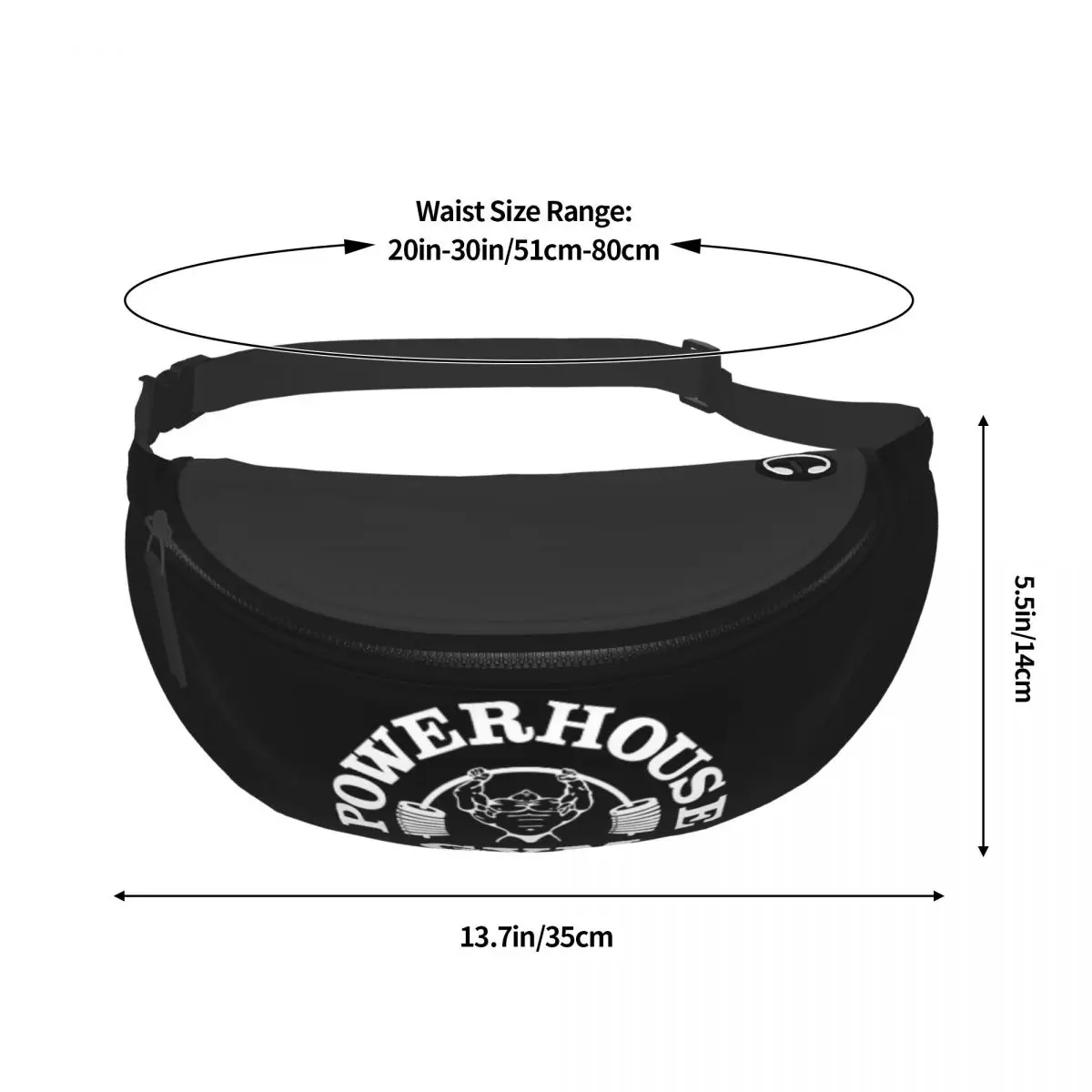 Powerhouse Gym Fanny Pack for Men Women Cool Fitness Muscle Bodybuilding Crossbody Waist Bag Travel Hiking Phone Money Pouch