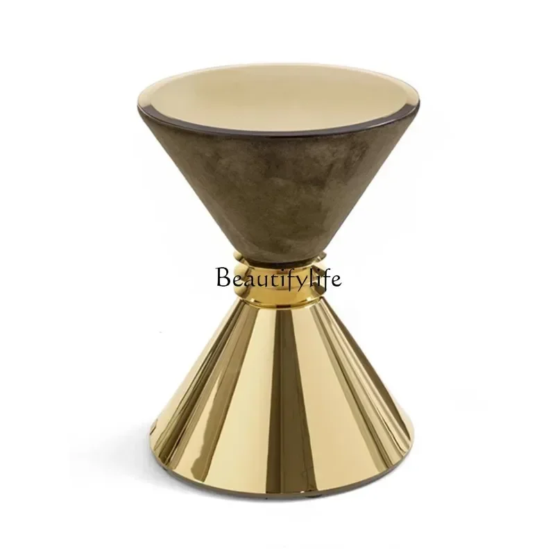 Personalized Creative Design Waist-Tight Metal Sofa Side Table Mild Luxury Marble Corner Table