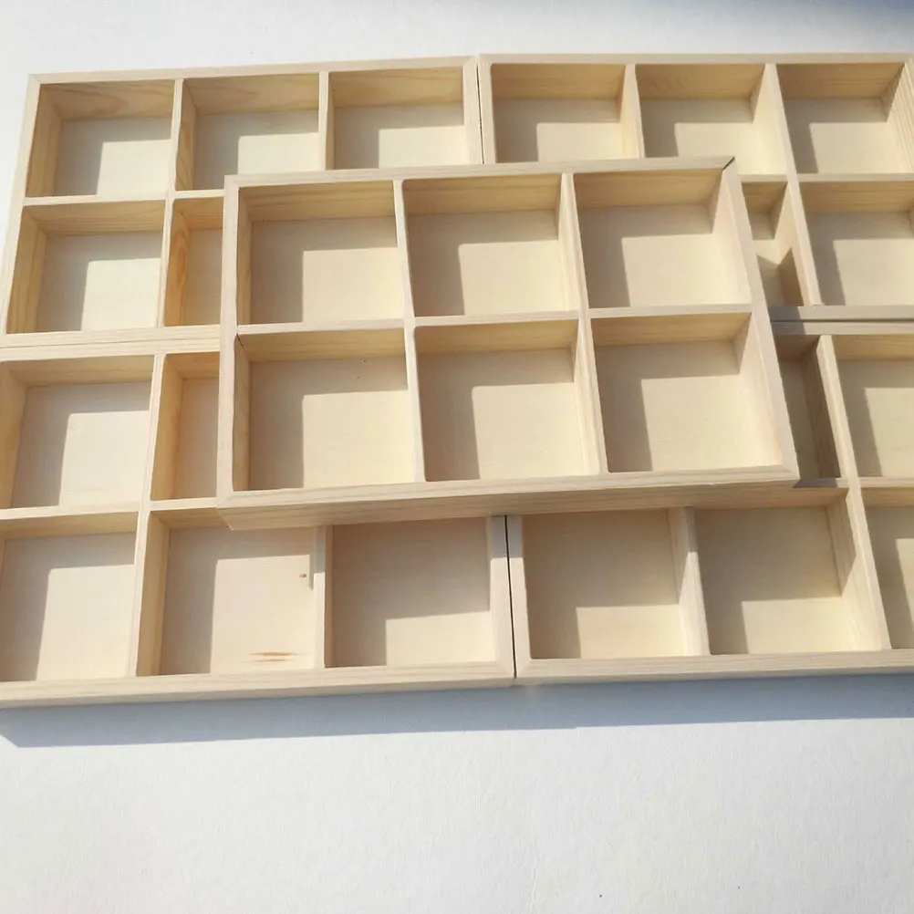 

Wooden Storage Box 6 grid Oil Paint Stick Watercolor Case 24x16x8cm ganizer Tool Tray Pigment Compartment Desk Container Wooden