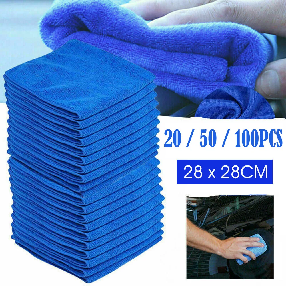 20/50/100PCS Microfiber Car Cleaning Towel Soft Drying Cloth Hemming Water Suction Automobile Home Washing Duster Towel