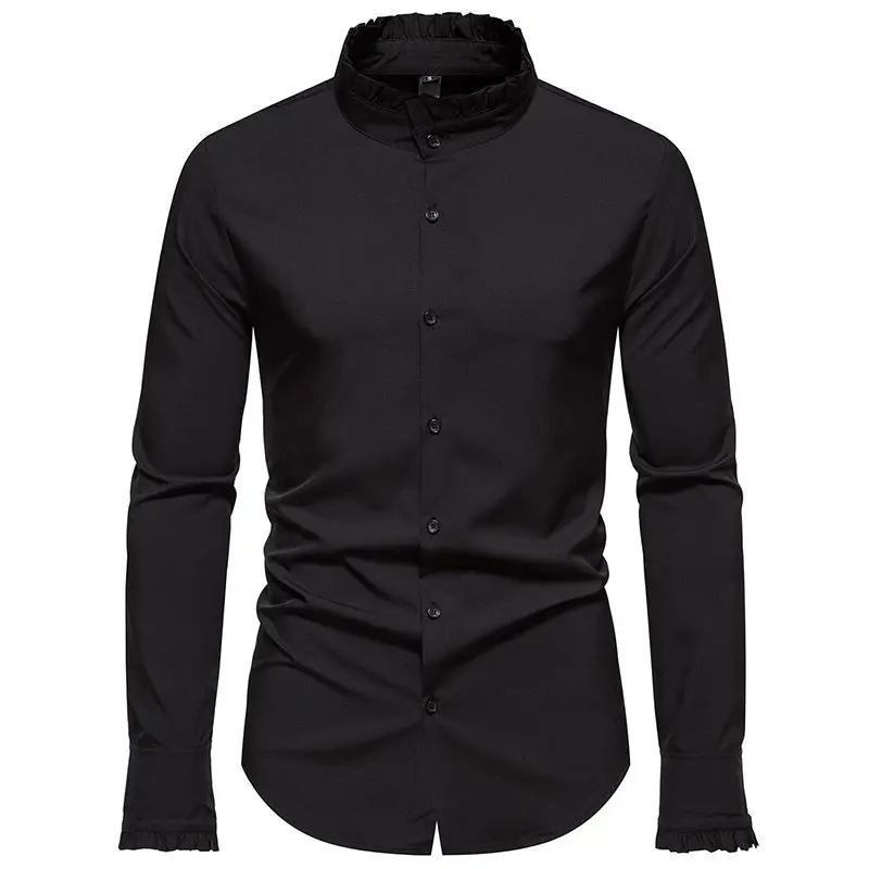 2023 Heren Overhemd Performance Jurk Herfst En Winter Nieuwe Britse Effen Kleur Slim Fit Trouwjurk Heren Shirt Met Lange Mouwen