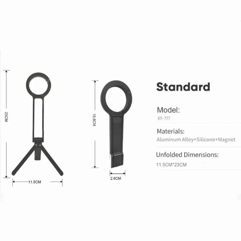 

Portable Aluminum Alloy Magnetic Suction Ring Alloy Phone Holder with Adjustable Ring Buckle and Magnetic Suction Buckle Folding