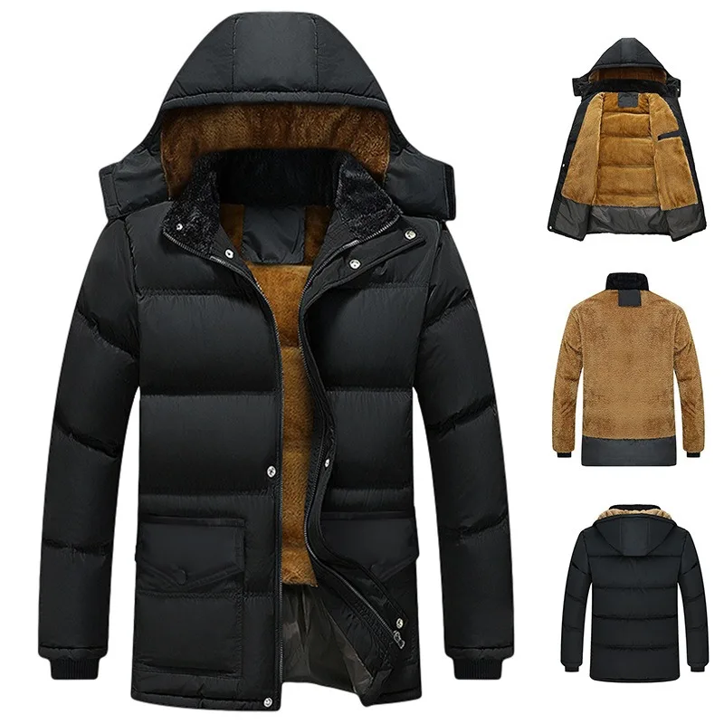 

Men's Winter Jacket 2025 New 3D Warmth Cotton Coat with Detachable Hood, Thickened Casual Multi-Matching Outerwear for Men