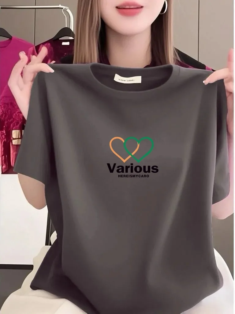

Casual round Neck Short Sleeve T-Shirt Women's Loose Slimming Versatile Printed Top for Middle-Aged Women Polyester Fiber