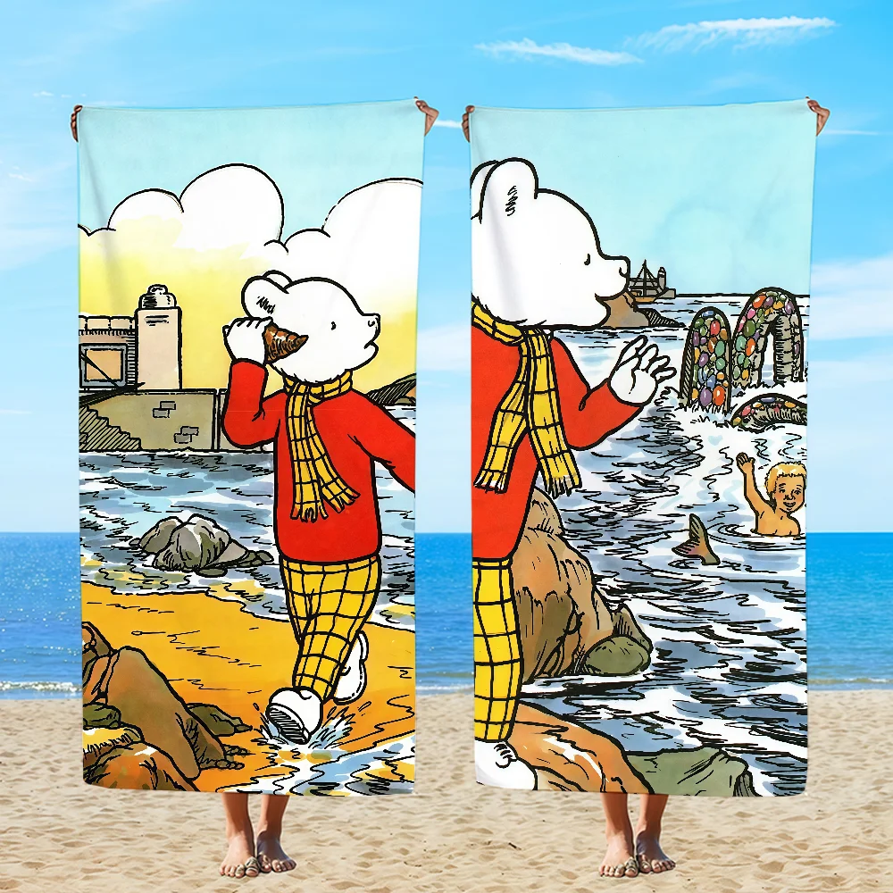 Cartoon CUTE R-RupertS Bear Towel Beach Oversized Soft Ultra Absorbent Quick Drying Large Pool Travel Camping Bathroom
