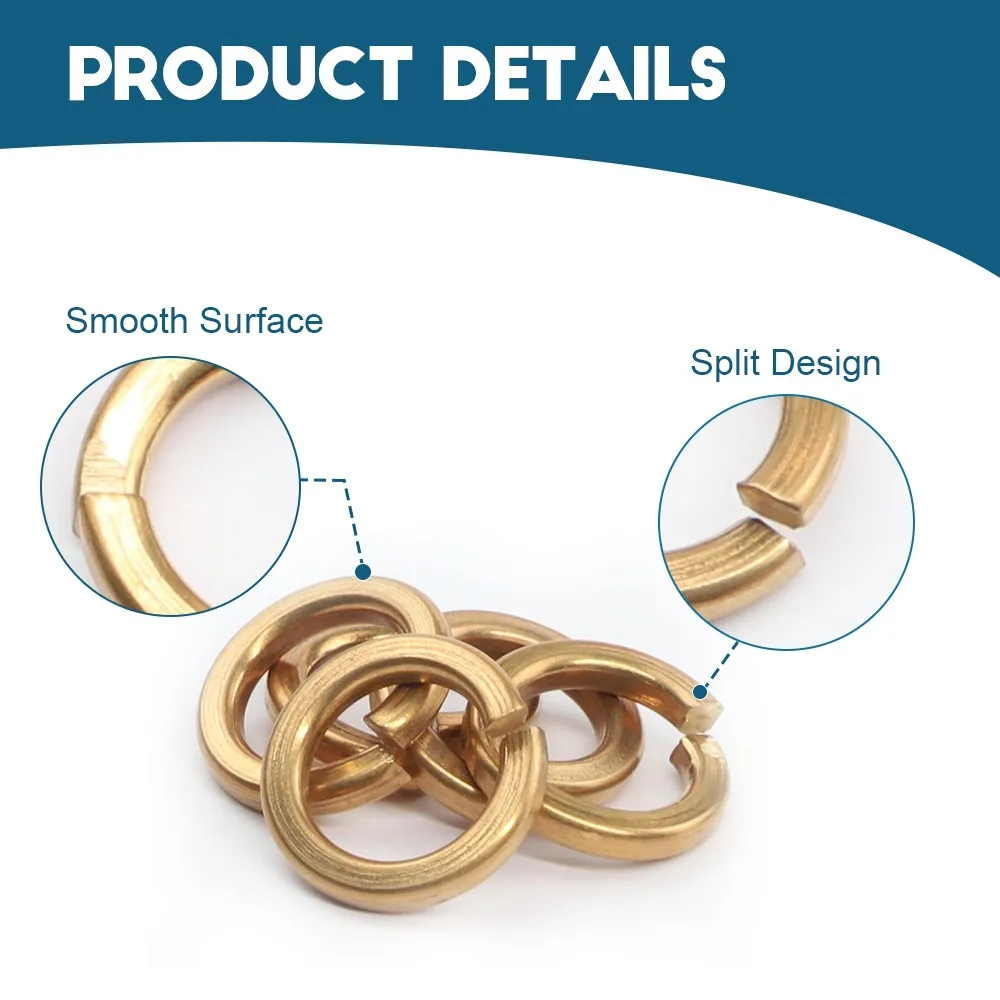 HOWSHENG Copper Split Spring Washer M2 M3 M4 M5 M6 M8 M10 Copper Spring Lock Washers Elastic Gasket