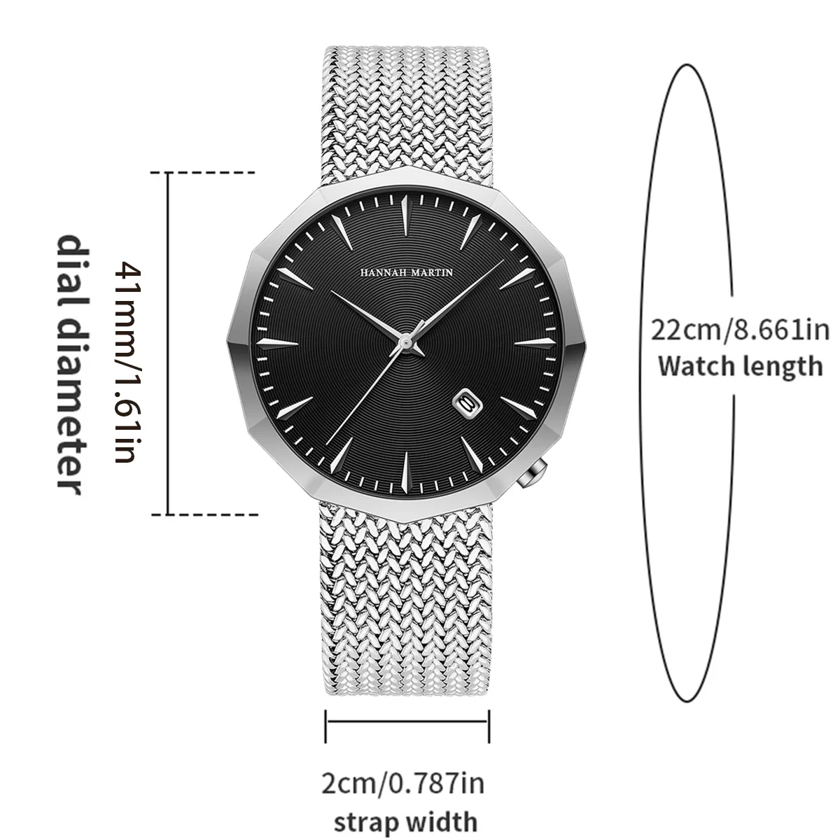 2025 جديد الرجال الفولاذ المقاوم للصدأ ساعة موضة مضلع الهاتفي هانا مارتن الأصلي اليابانية حركة الكوارتز شبكة القش ساعة معصم