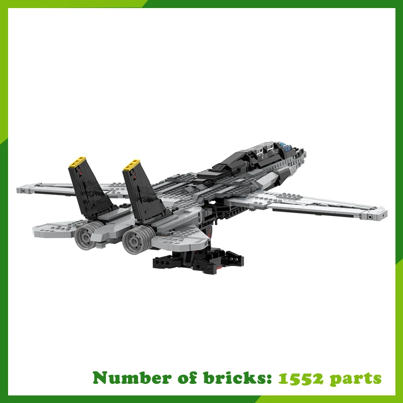 F-14 Tomcat Samolot MOC Klocki Model Samolot Wojskowy DIY Prezenty Klocki Kreatywne Montaż Transport Zabawka Prezent 1552 Elementy