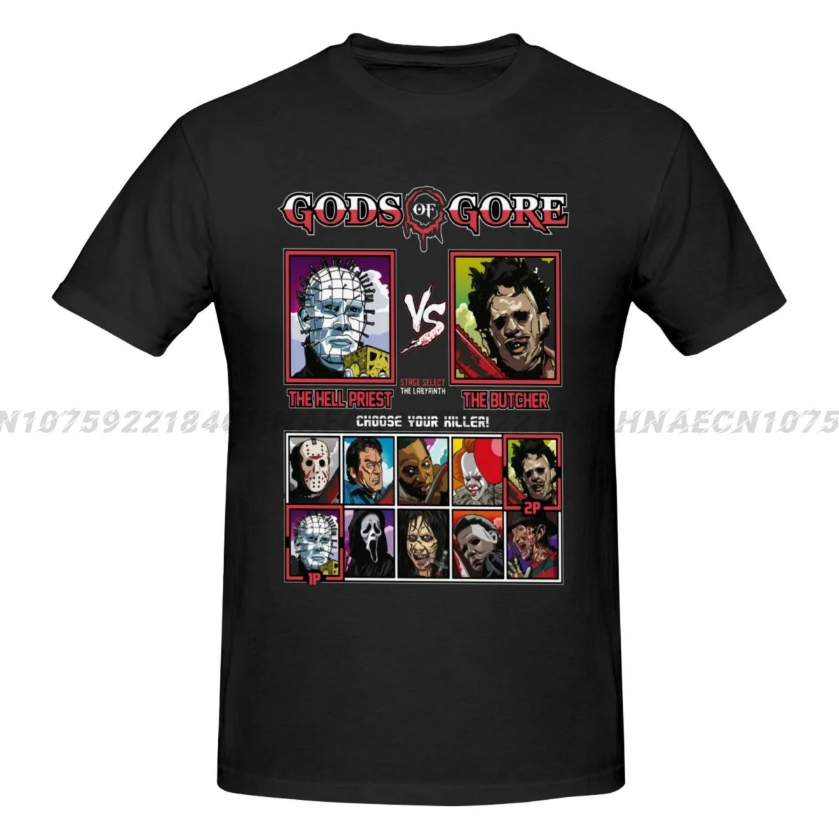 Ash Williams Gods Of Gore Hellraiser Vs Texas Chainsaw Massacre Print Men Tee Shirts Top Y2k Harajuku Tops Street Fashion