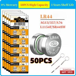 4-50 pz Ag13 batterie a bottone LR44 SR44 L1154 A76 LR1154 357A batteria a bottone per piccola elettronica, orologio, calcolatrici, giocattolo