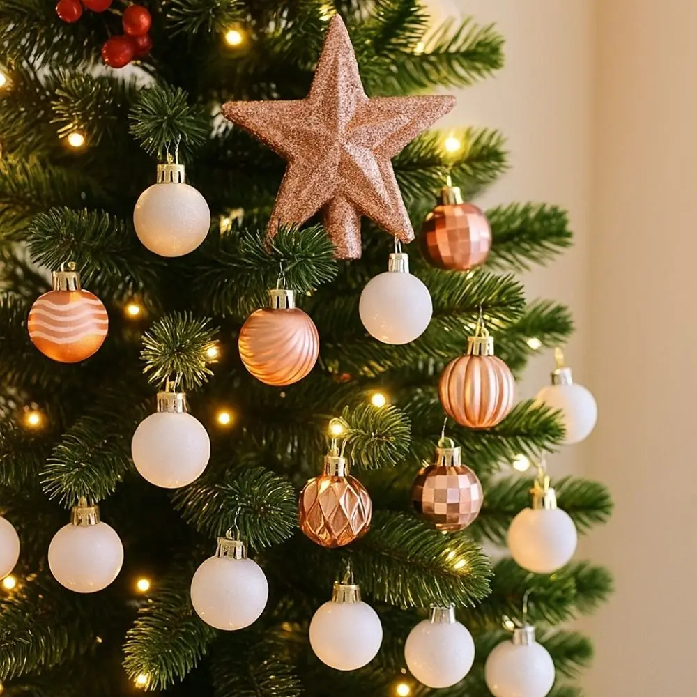 36pcs Plastic Christmas Ball Ornaments Glitter Shatterproof Christmas Tree Topper Special-shaped Electroplated Christmas Baubles