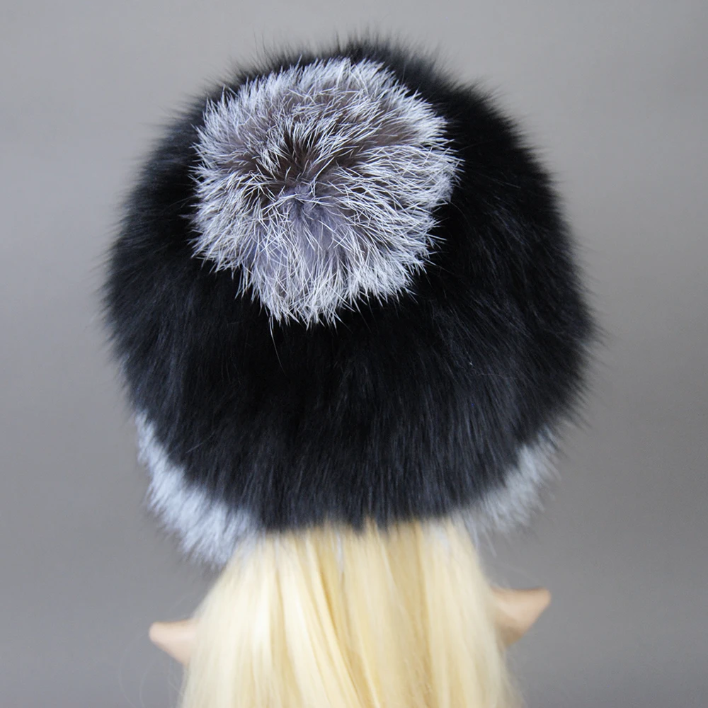 2024 Hot Sale Women Natural Fur Russian Ushanka Hats Winter Thick Warm 100% Real Fox Fur Hat Ears Fashion Bomber Hat