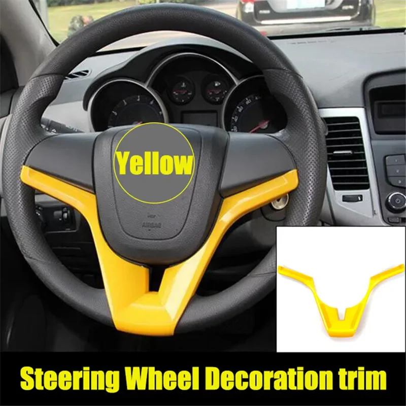 For Chevrolet Cruze Trax Tracker Sedan Hatchback 2009-2015 Car Steering Wheel Trim Cover Chrome Sticker Accessories