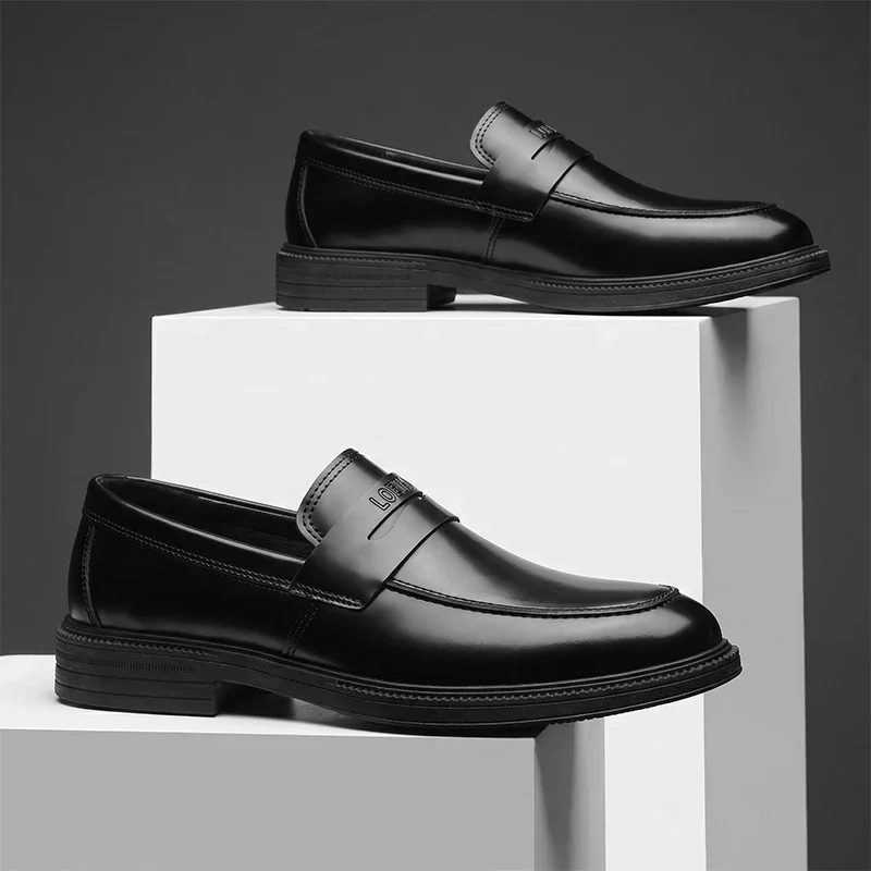Herren Slip-On Loafer aus glattem PU-Leder, formelle Anzugschuhe mit rutschfester Sohle für Geschäft, Büro, Hochzeit und täglichen Pendelverkehr. – Detail 10