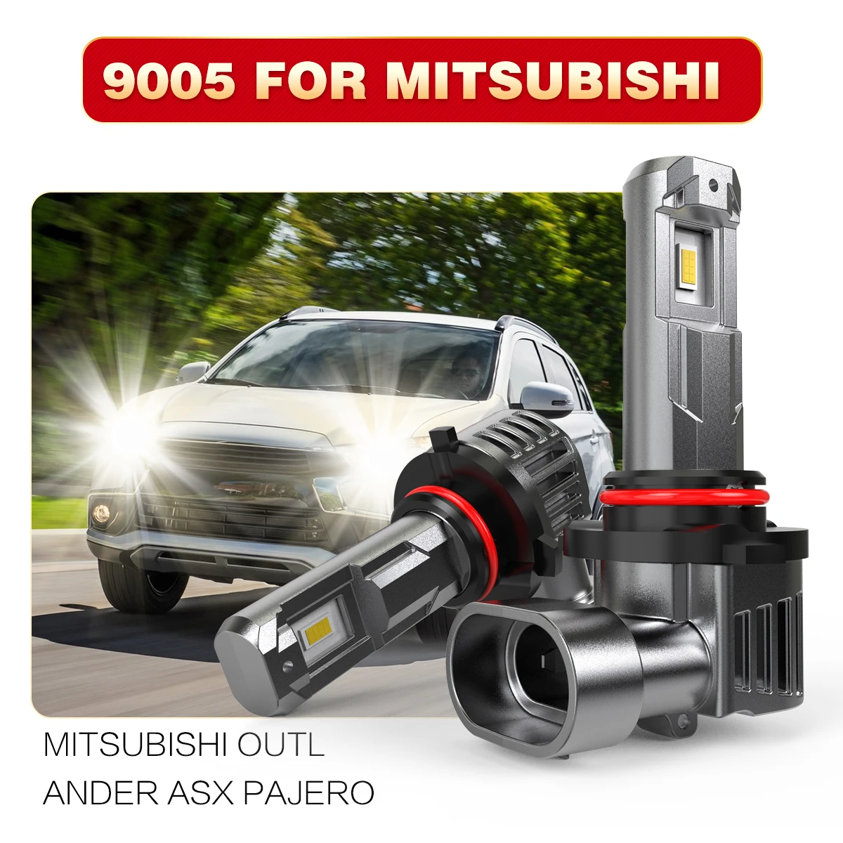 

AUHSSAN 2x9005 HB3 Автомобильная светодиодная лампа для фар Canbus 6000K Белая противотуманная фара Диодная лампа безвентилятора для Mitsubishi Outlander ASX Pajero