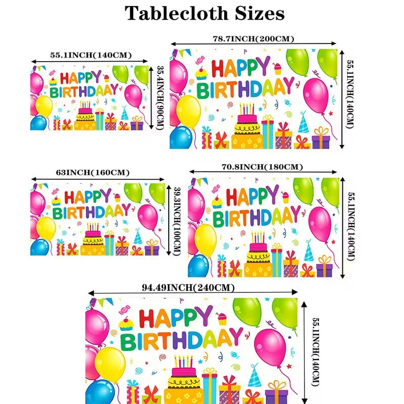 Birthday Party Tablecloth,Bright Background With Gift Hat Pattern,Waterproof Table Cover for Kids Birthday Family Celebration