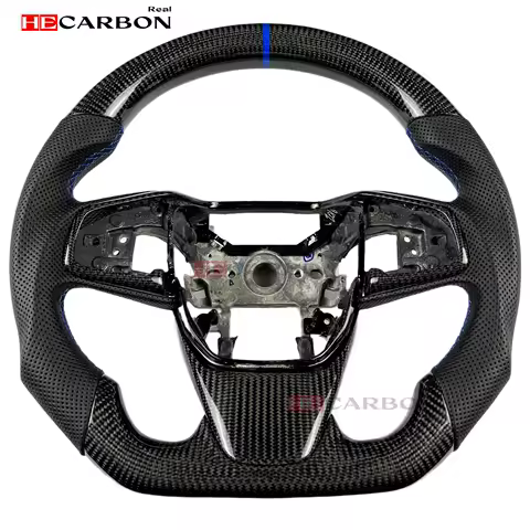 For Honda Civic Gen 10th Type R 2016-2021 Real Carbon Fiber Steering Wheel High Quality Leather Sport Wheel Customized
