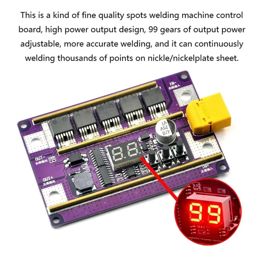 Soldador Ponto ajustável com Welding Control Board, kit DIY, 99 engrenagens de energia, folha de níquel, 18650 bateria, 0,05-0,3 milímetros