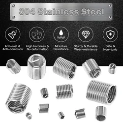 Wire Thread Insert M3 M4 M5 M6 M8 M10 M12 Fastening Thread Insert Stainless Steel Spiral Wire Screw Sleeve Wear Repair Kit