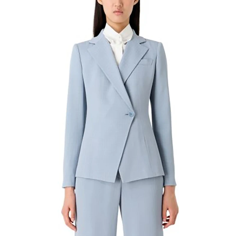 Blue One Button Women Blazer Suits 2 Piece Jacket Pants Sets Notch Lapel Slim Fit Female Clothing Custom Made Full Sets