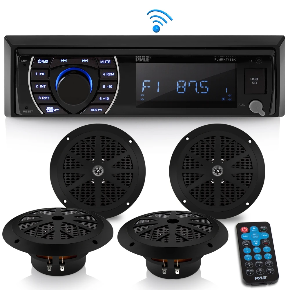 

Pyle Marine Head Unit Receiver Speaker Kit - In-Dash LCD Digital Stereo Built-in Bluetooth & Microphone w/ AM FM Radio System 6