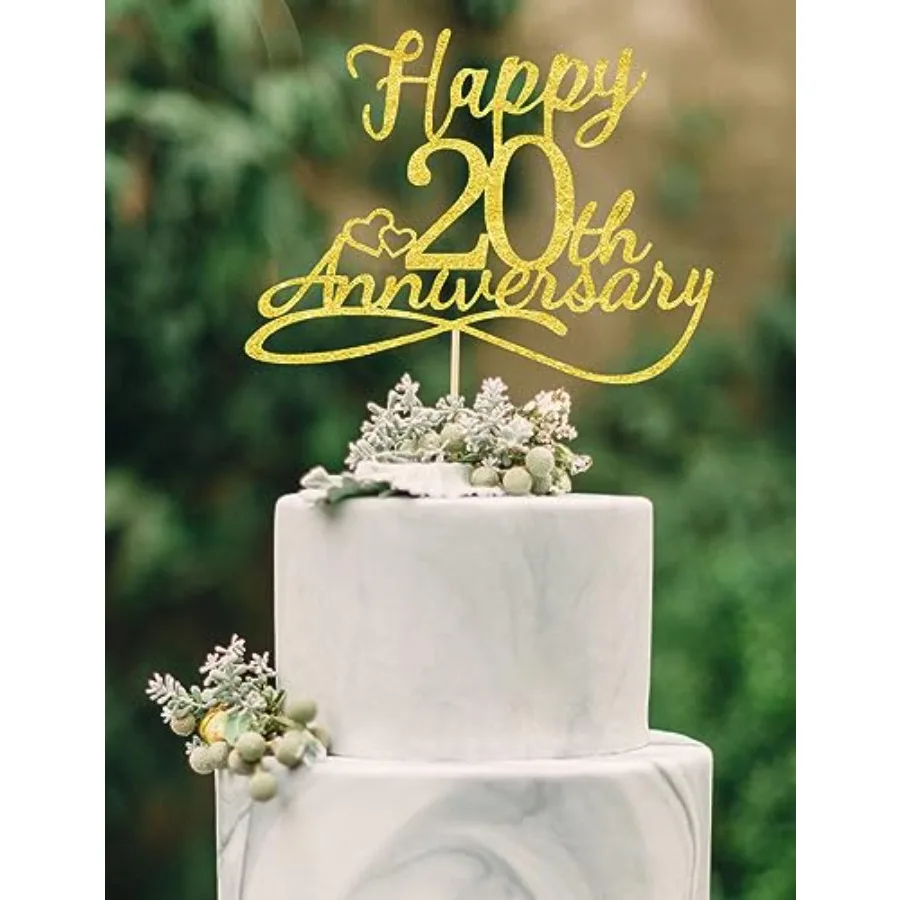 

Топперы для торта в честь 20-летия, украшения на годовщину свадьбы, топпер для торта в честь 20-летия, вечеринка в честь 20-летия De