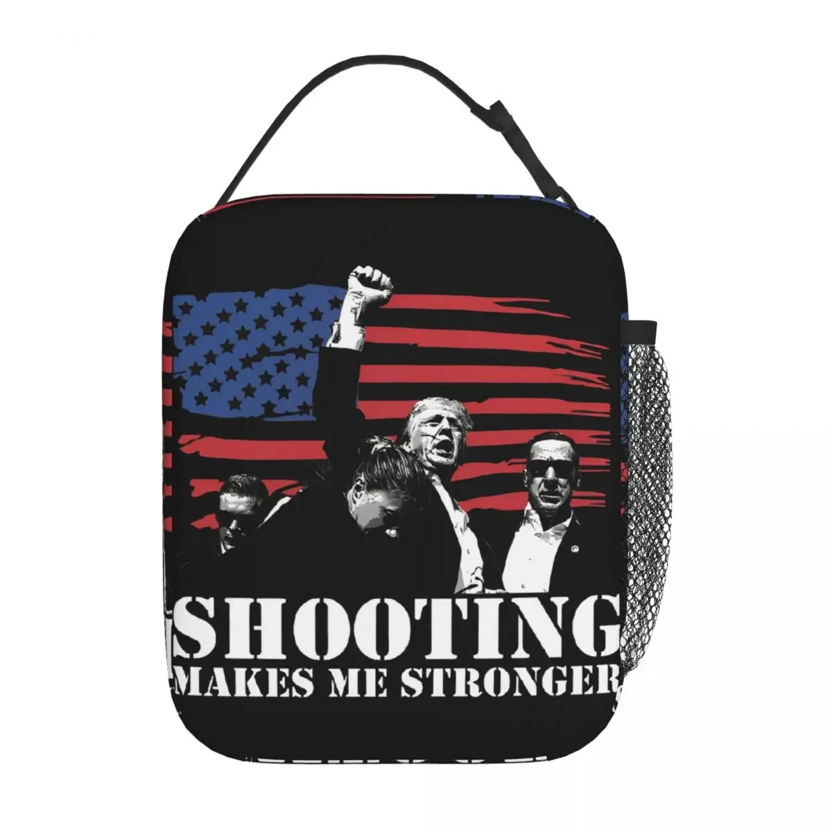 

Trump Shooting Makes Me Stronger Thermal Insulated Lunch Bags for Travel Portable Food Bag Men Women Thermal Cooler Lunch Box