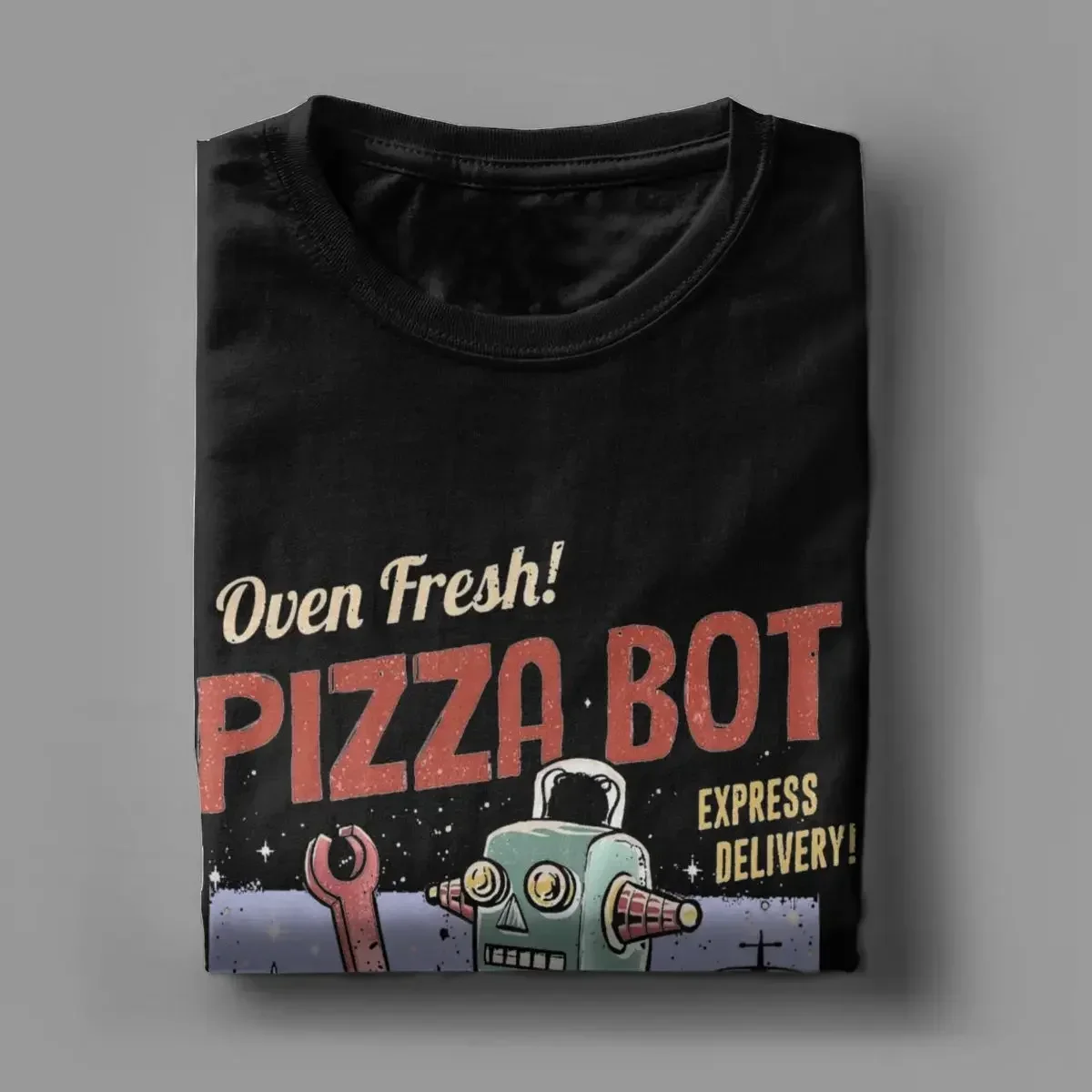 Pizza Bot Retro Robot T Shirt Men's Cotton Casual T-Shirts O Neck Kill All Humans Tee Shirt Short Sleeve Clothing Gift Idea image 3