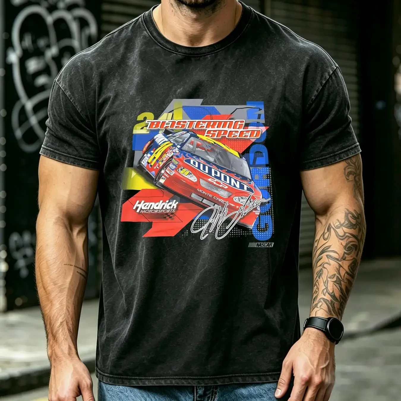 washed T Shirt Men's Chase Authentics 2004 Jeff Gordon 24 Doubke Sided Size M vintage Washed Top For Everyday Wear streetwear