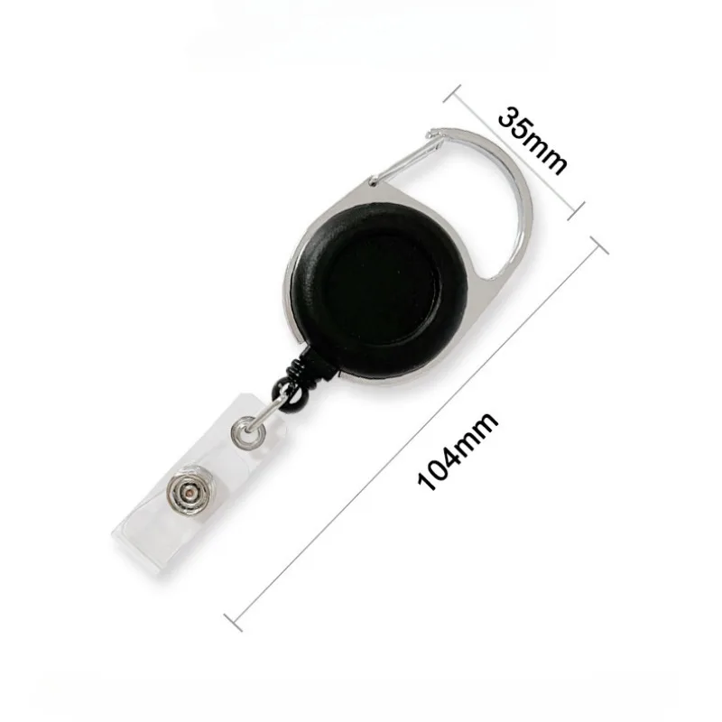 1pc Retractable Badge Reel with Matel Back Clip Chest ID Tag Belt Pass Work Card Holder Clip Kaychain Anti-lost Easy Pull Reels