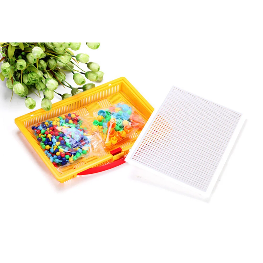 296 Pcs Mushroom Nail Toys Jigsaw Puzzle Peg Board for Kids Boards Gear Pegs Play DIY Pegboard