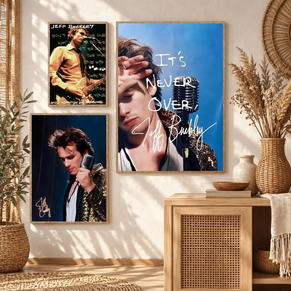 Alternative Singer J-Jeff B-Buckley Poster Premium Modern Waterproof Wall Art Pictures for Bedroom Living Room Bar Decor