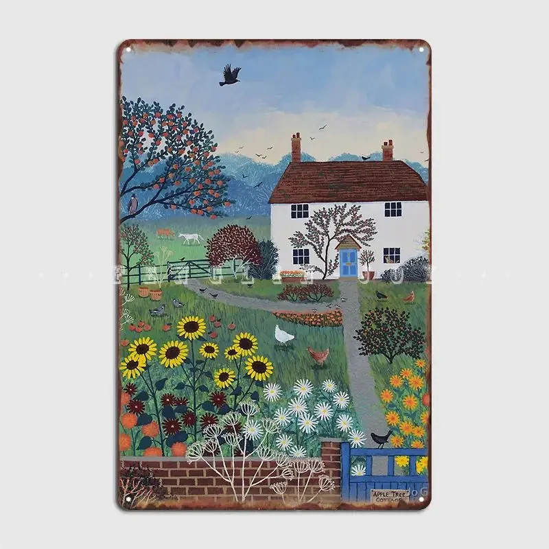 Apple Tree Cottage Poster Metal Plaque Wall Mural Printing Home Wall Decor Tin Sign Poster