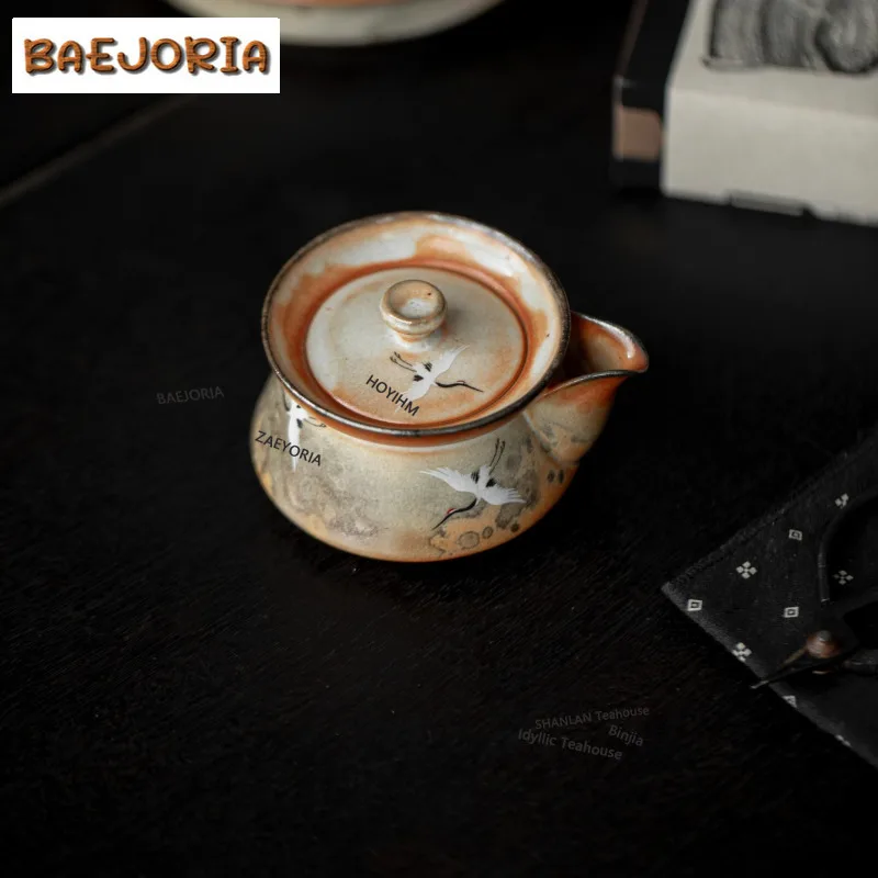 BAEJORIA 90ml Wood-fired Porcelain Crane Teapot Boutique Tea Infuser Pot Tea Making Kettle With Filter Oolong Tea Tableware