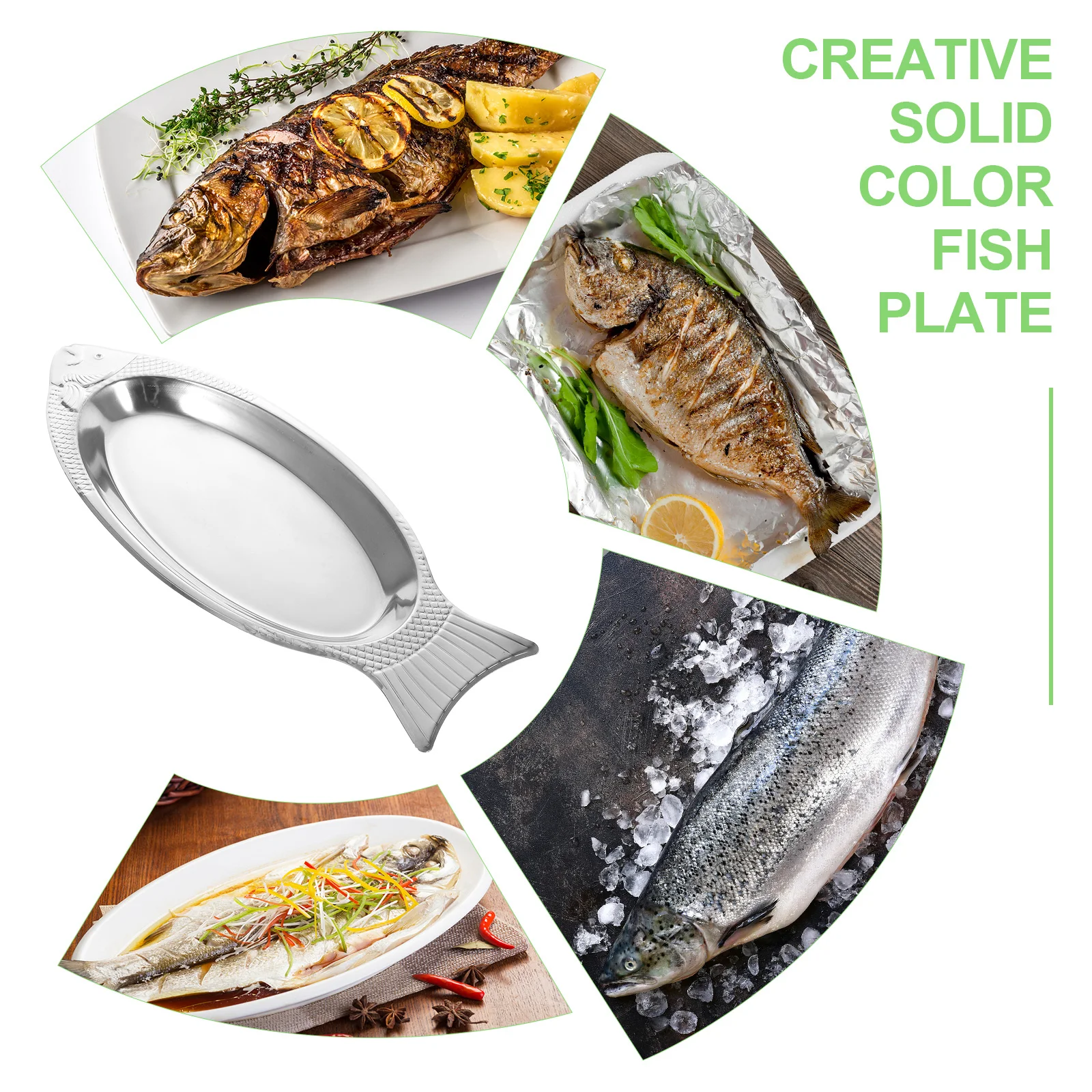 

Magnetic Fish-Shaped Dish 40cm Stainless Steel BBQ Plate High Temp Resistant Easy Clean Kitchen Utensil Set