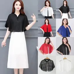 Mantel Veelkleurige Chiffon Sjaal Ademende Korte Dunne Jas Zonwering Kleding Zomer
