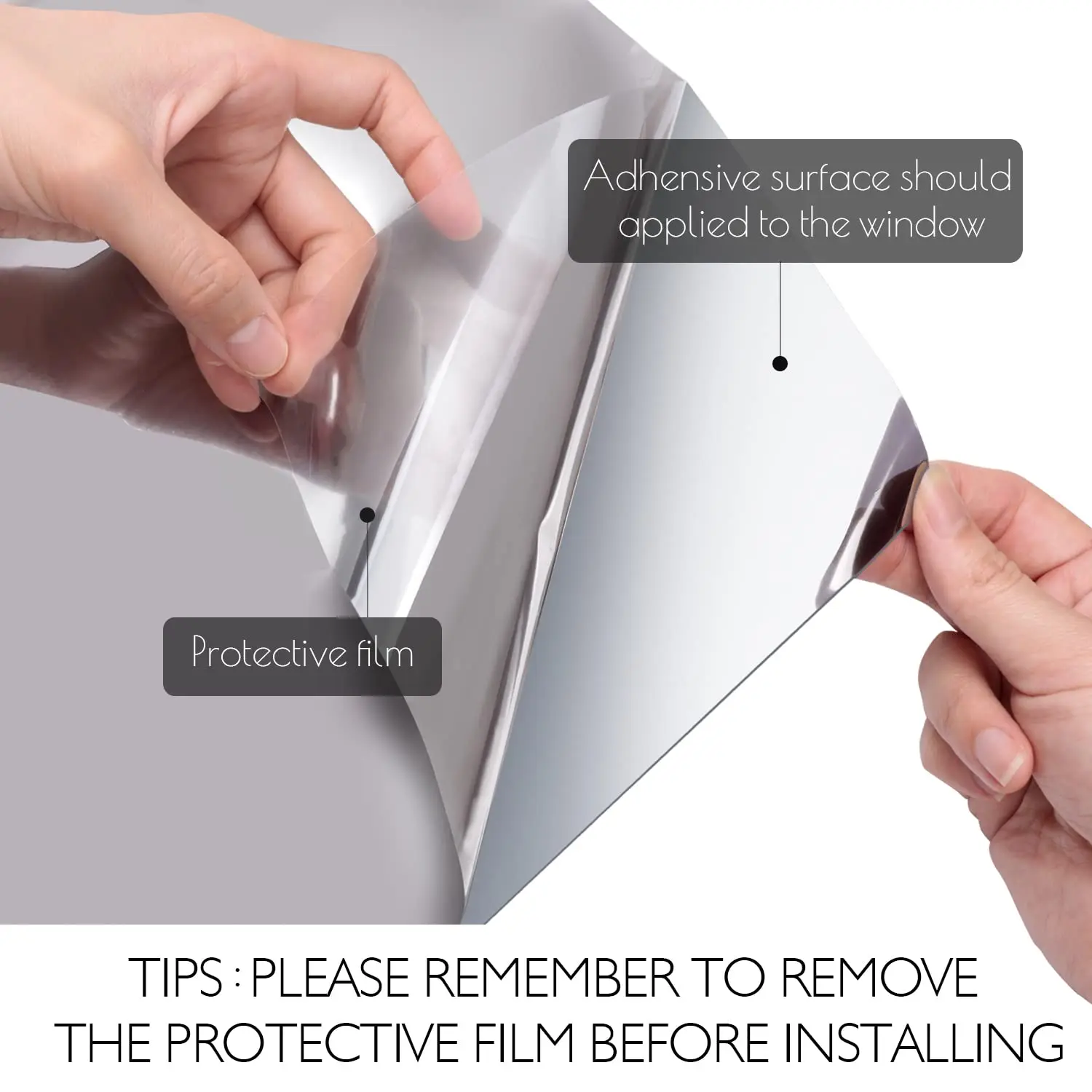 نافذة المنزل الخصوصية فيلم طريقة واحدة الفينيل الزجاج ملصقات الأشعة فوق البنفسجية حجب مرآة احباط نانو رمادي غير لاصق مكافحة نظرة نافذة تينت فيلم