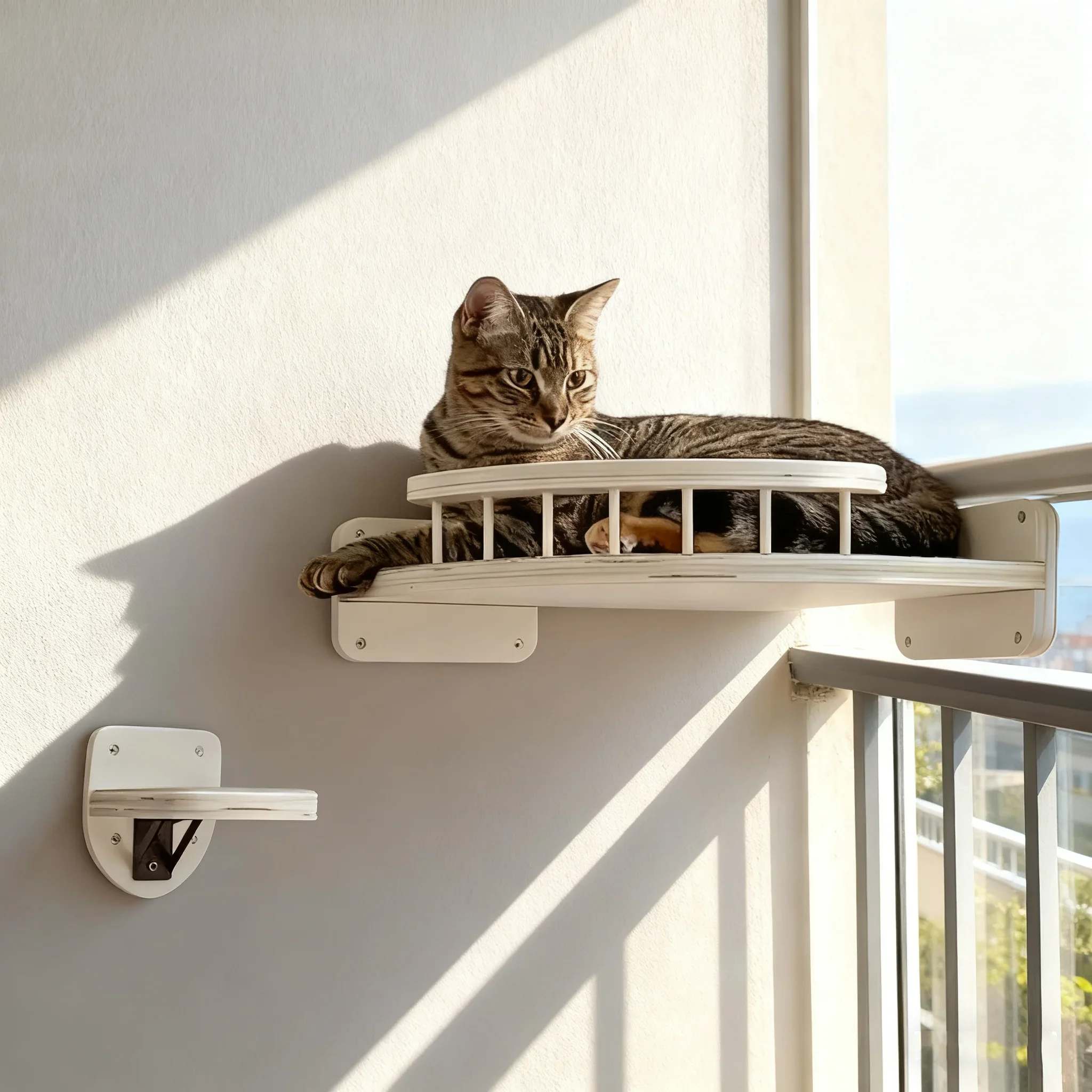 Cuerda trepar para gatos en pared con escalones madera maciza y sisal - imagen 4