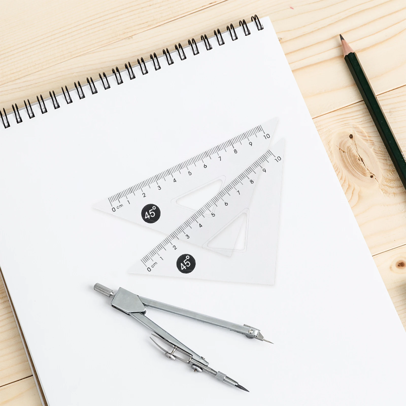 12pcs Transparent Plastic Triangle Rulers Measuring Tools Geometry Square Drafting Set Drawing Instruments 45 Degree