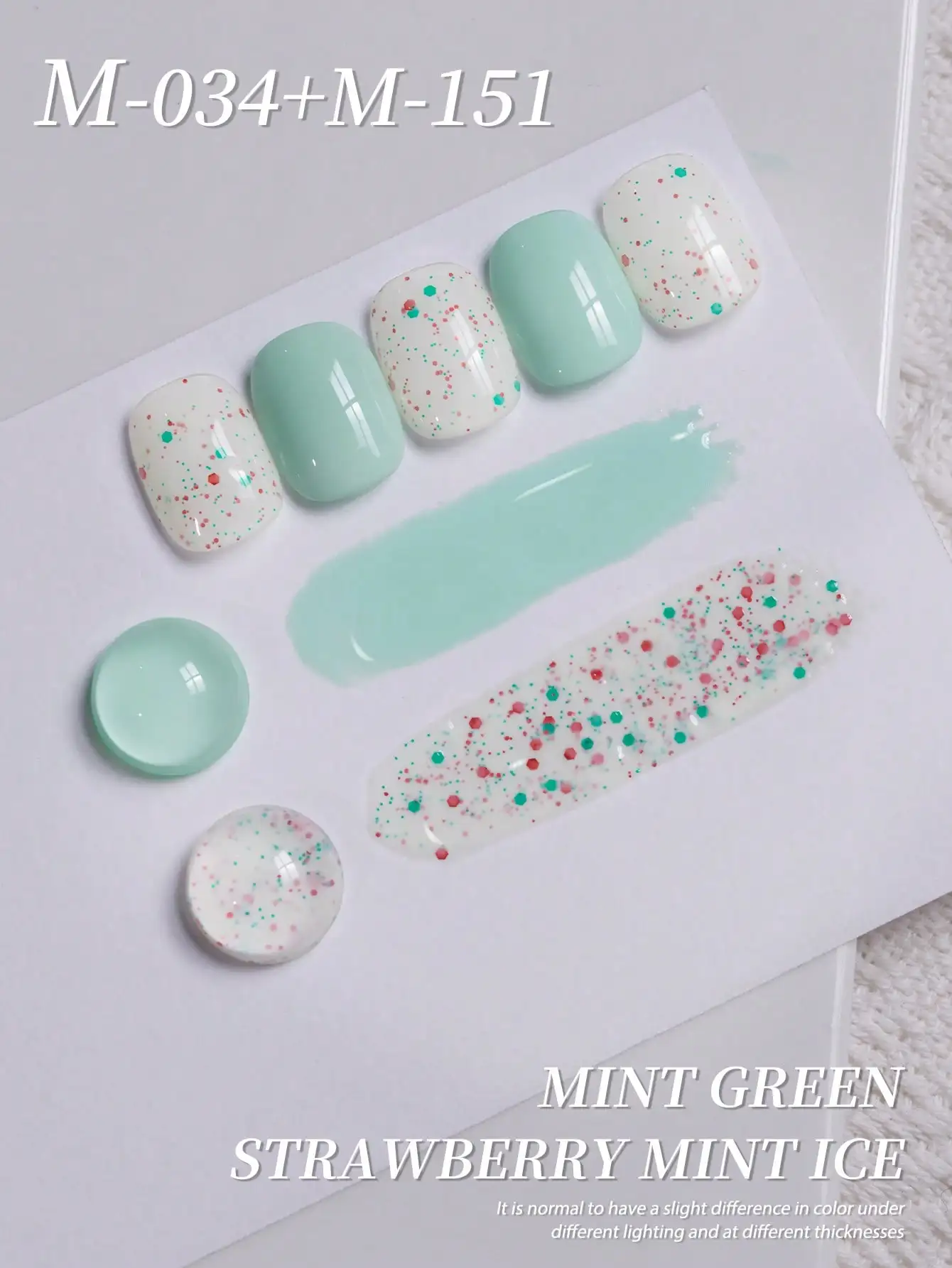 2Pcs 15ML Mint Green And Strawberry Mint Ice Nail Gel Set Semi Permanent Nail Art Soaking UV LED Nail Salon DIY Nail Salon Gel