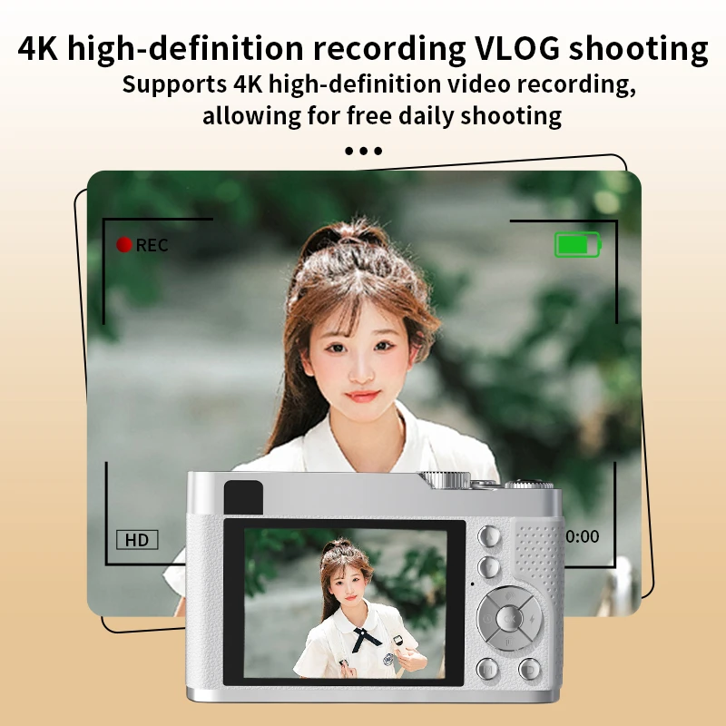 Aparat cyfrowy Lenovo HD 4K 68MP z 16-krotnym zoomem automatycznym, inteligentnym autofokusem, funkcją stabilizacji obrazu, kompaktowy, przenośny aparat CCD, idealny na podróże, dla studentów, jako prezent. — zdjęcie produktu 6