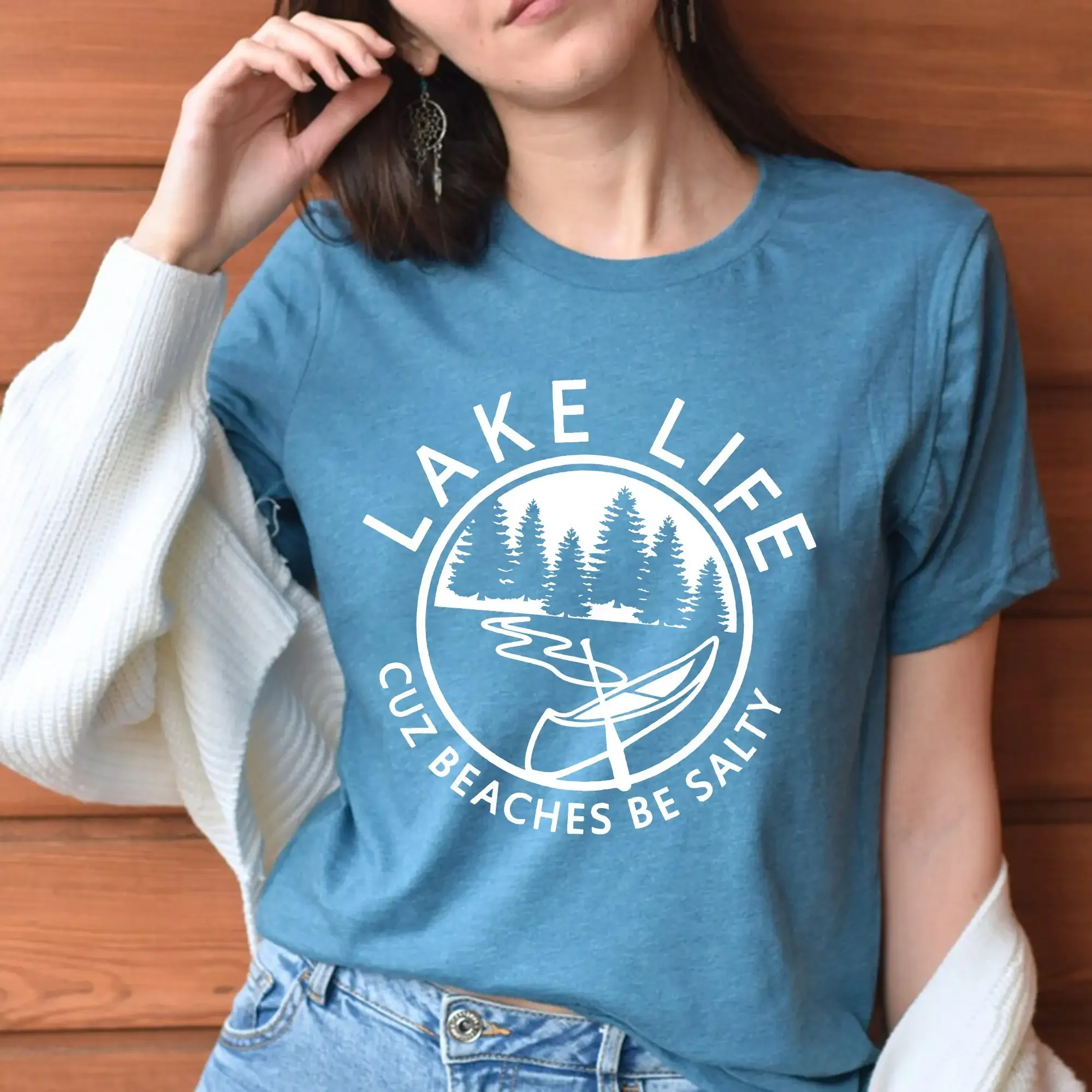 

Lake Life 'Cuz Beaches Be Salty T Shirt Shirts Vacation Cute For Her Mode Summer Travelling