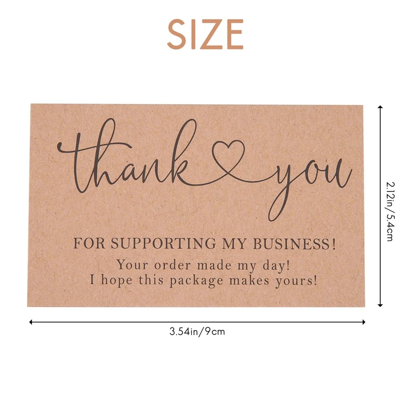 Kertas Kraft indah 120 buah kartu Terima kasih, untuk kartu Perlengkapan bisnis kecil kartu hadiah dekorasi