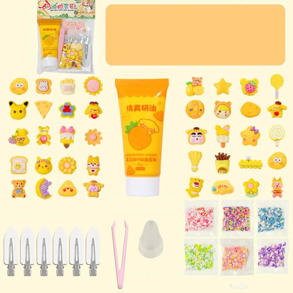 Lovely Plastic Resin Simulation Cream Gel Yellow Red Blue DIY Hair Clip Decorate DIY Handmade Toy Set Unisex