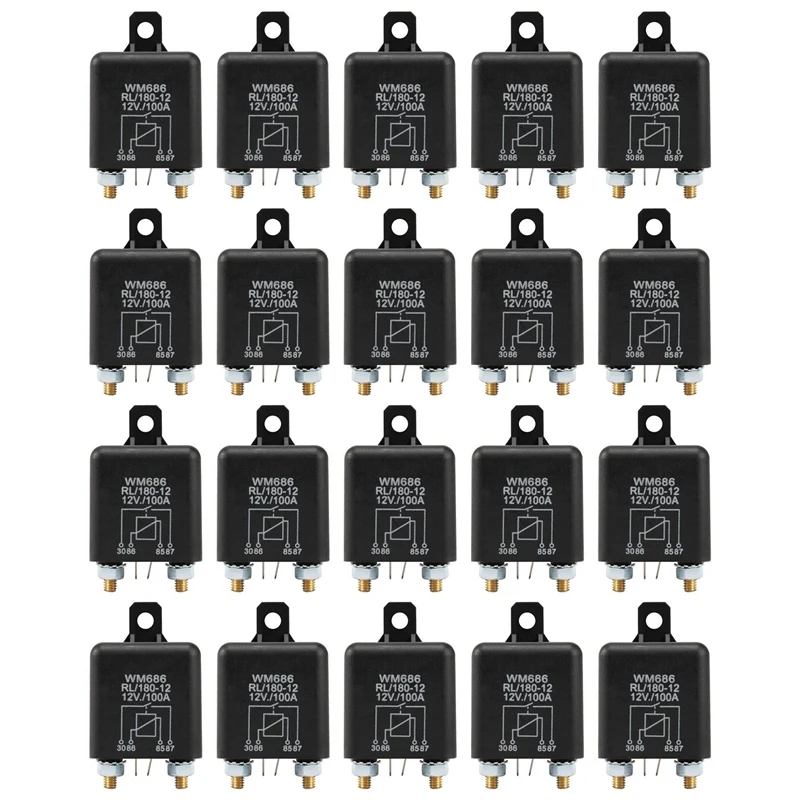 20X 12V 100Amp 4-Pin Heavy Duty ON/OFF Switch Split Charge Relay For Auto Boat Van Black