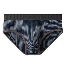 Mens Sexy Stripe U Convex Pouch Briefs Loose Cotton Breathable Underwear Sleep Bottoms Man Underpants Penis Big Pouch Panties